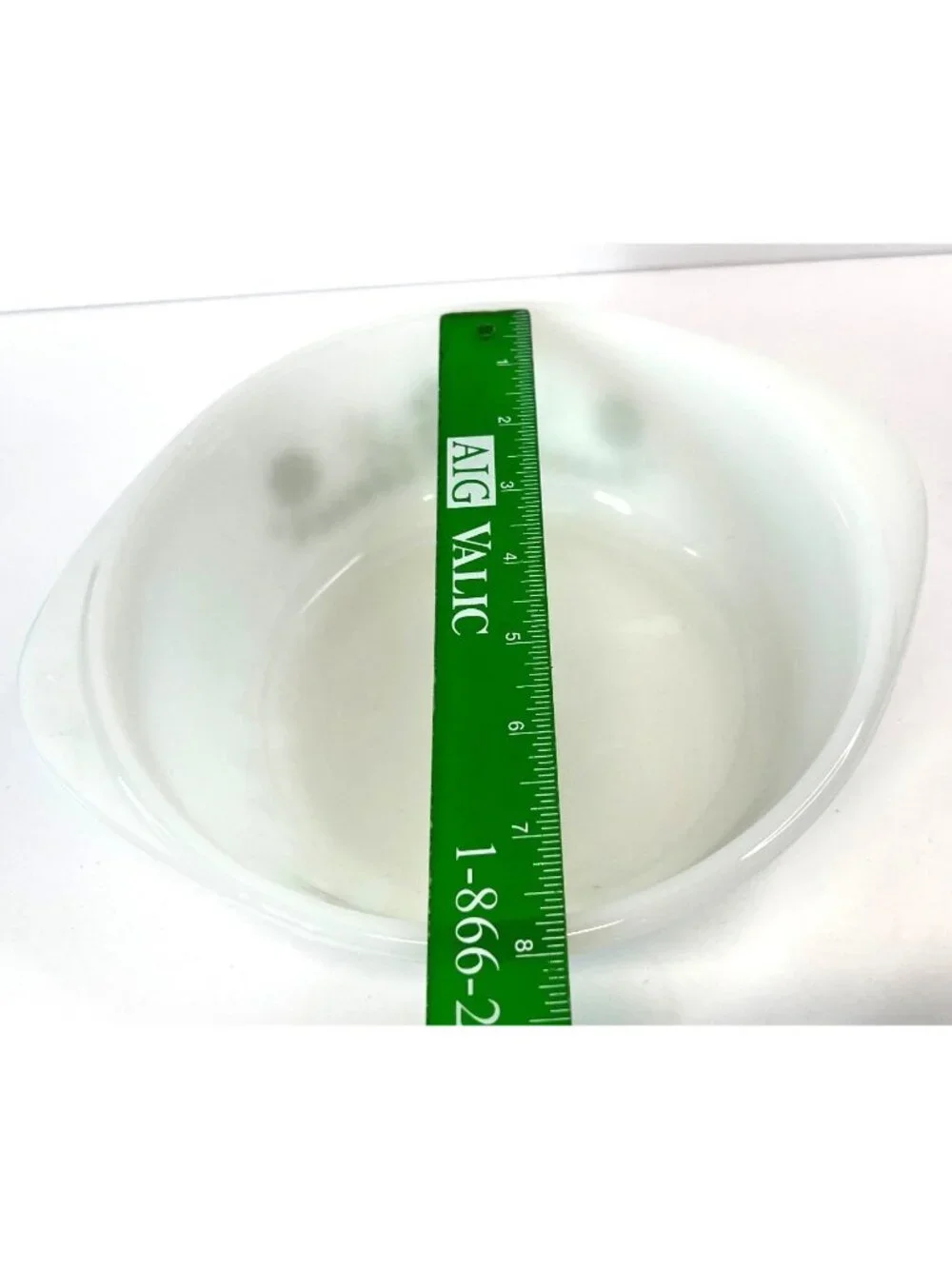 Vintage Glass Bake Green Daisy USA MADE casserole dish, J2600